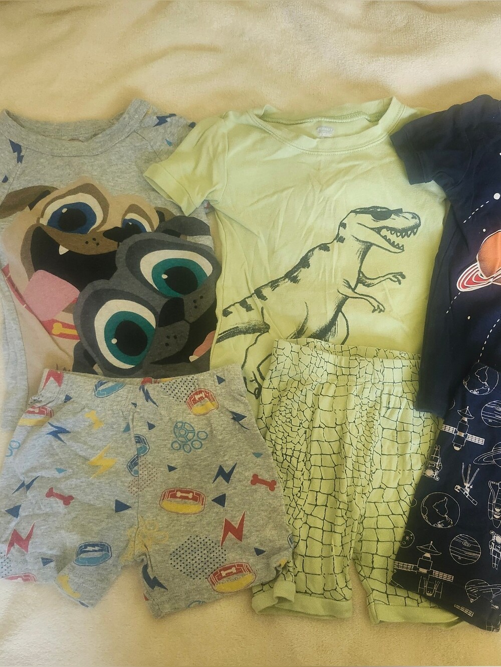 Kids Shorts Pajama Set Of 3 - Light Green, Gray, Navy